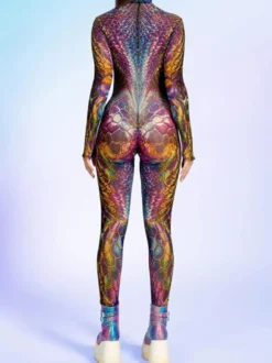 Combinaison néon déguisement impression numérique 3D combinaison phosphorescente UV style Zentai costume de cosplay d'Halloween en polyester.