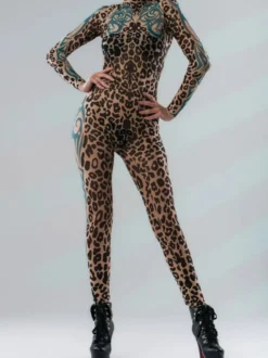 Combinaison néon déguisement impression numérique 3D combinaison phosphorescente UV style Zentai costume de cosplay d'Halloween en polyester.