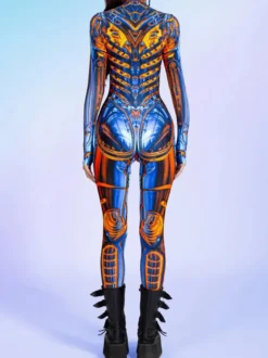 Combinaison néon déguisement impression numérique 3D combinaison phosphorescente UV style Zentai costume de cosplay d'Halloween en polyester.