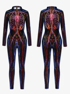 Combinaison néon déguisement impression numérique 3D combinaison phosphorescente UV style Zentai costume de cosplay d'Halloween en polyester.