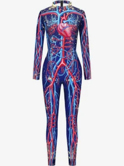 Combinaison néon déguisement impression numérique 3D combinaison phosphorescente UV style Zentai costume de cosplay d'Halloween en polyester.