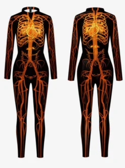 Combinaison néon déguisement impression numérique 3D combinaison phosphorescente UV style Zentai costume de cosplay d'Halloween en polyester.