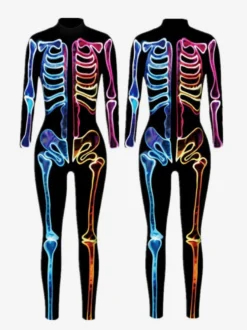 Combinaison néon déguisement impression numérique 3D combinaison phosphorescente UV style Zentai costume de cosplay d'Halloween en polyester.