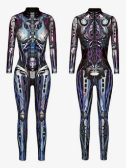 Combinaison néon déguisement impression numérique 3D combinaison phosphorescente UV style Zentai costume de cosplay d'Halloween en polyester.