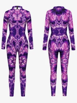 Combinaison néon déguisement impression numérique 3D combinaison phosphorescente UV style Zentai costume de cosplay d'Halloween en polyester.