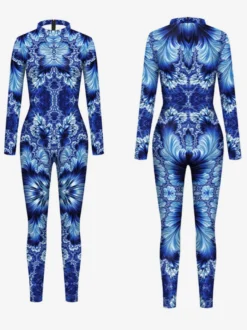 Combinaison néon déguisement impression numérique 3D combinaison phosphorescente UV style Zentai costume de cosplay d'Halloween en polyester.