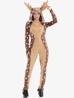 Combinaison Pyjamas Kigurumi Noël À Capuche En Polyester Déguisement Noël