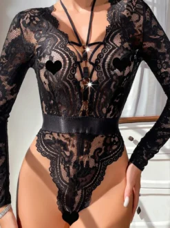 Combinaison sexy en dentelle noire