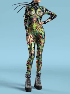 Combinaisons moulantes costumes Zentai body néon costume de cosplay d'Halloween impression numérique 3D body phosphorescent UV combinaisons moulantes Zentai pour les fêtes d'Halloween