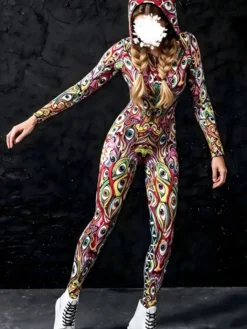 Combinaisons moulantes Zentai costumes néon body de cosplay d'Halloween impression numérique 3D body phosphorescent UV imprimé floral combinaisons moulantes Zentai pour Mardi Gras