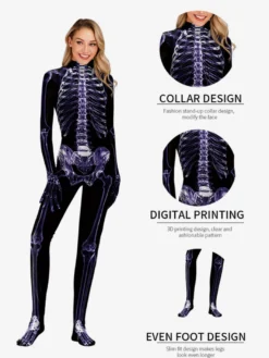 Combinaison squelette d'Halloween pour adultes imprimés complets