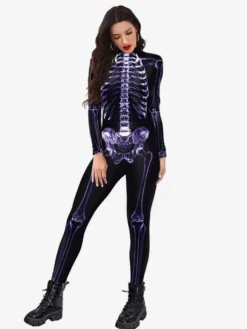 Combinaison squelette d'Halloween pour adultes imprimés complets