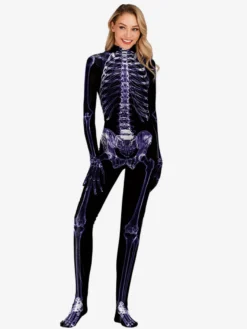 Combinaison squelette d'Halloween pour adultes imprimés complets
