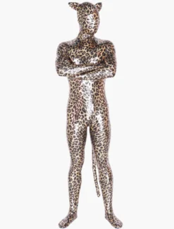 Combinaisons zentai animales Leopard Zentai Déguisements Halloween métallique brillant 2026 Costume d'animal