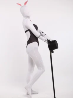 Combinaisons zentai animales Combinaisons Zentai pour adultes Sexy Playboy Bunny Blanc Lycra Spandex Color Block Costumes complets du corps