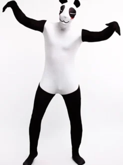 Combinaisons zentai animales Combinaisons Zentai pour adultes Panda Sexy Lycra Spandex Noir Bloc de Couleur Animal Costumes Complets du Corps