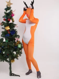 Combinaisons zentai animales Combinaison Zentai pour adultes en lycra et élasthanne orange sexy en forme de renne