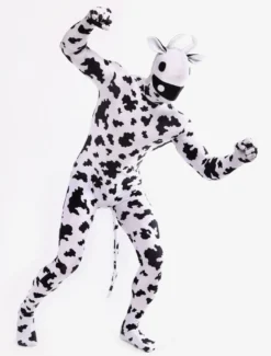 Combinaisons zentai animales Toussaint Cosplay Costume de zentai blanc de Vache motifs d'animaux en lycra spandex enveloppé Déguisements Halloween