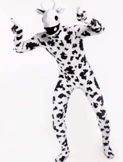 Combinaisons zentai animales Toussaint Cosplay Costume de zentai blanc de Vache motifs d'animaux en lycra spandex enveloppé Déguisements Halloween
