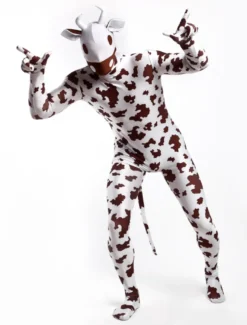 Combinaisons zentai animales Toussaint Cosplay Costume de zentai marron de Vache motifs d'animaux en lycra spandex Déguisements Halloween