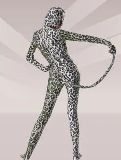 Combinaisons zentai animales Toussaint Cosplay Costume de zentai multicolore à motif léopard en lycra spandex face ouverte Déguisements Halloween