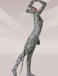 Combinaisons zentai animales Toussaint Cosplay Costume de zentai multicolore à motif léopard en lycra spandex face ouverte Déguisements Halloween
