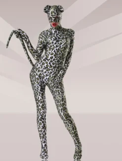 Combinaisons zentai animales Toussaint Cosplay Costume de zentai multicolore à motif léopard en lycra spandex face ouverte Déguisements Halloween
