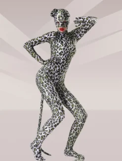 Combinaisons zentai animales Toussaint Cosplay Costume de zentai multicolore à motif léopard en lycra spandex face ouverte Déguisements Halloween
