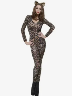Combinaisons zentai animales Halloween Combinaison zentai sexy à imprimé léopard pour femme