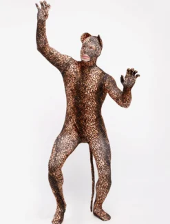 Combinaisons zentai animales Vêtement de zentai léopard à motif léopard en lycra spandex yeux ouverts Déguisements Halloween
