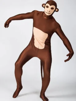 Combinaisons zentai animales Toussaint Cosplay Costume de zentai marron foncé de Singe motifs d'animaux en lycra spandex Déguisements Halloween
