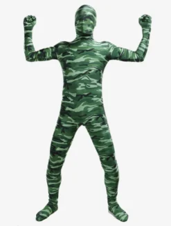 Combinaisons zentai camouflage Costume de zentai enveloppé unisexe en lycra spandex multicolore camouflage vert foncé Déguisements Halloween