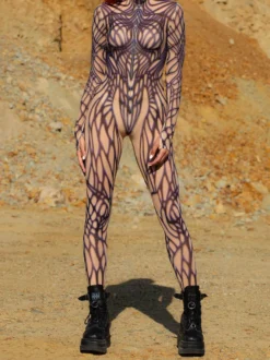 Combinaisons Zentai à motifs Body pour femme motif abstrait imprimé en 3D combinaison moulante sexy