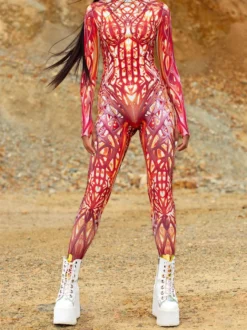 Combinaisons Zentai à motifs Body pour femme motif abstrait imprimé en 3D combinaison moulante sexy