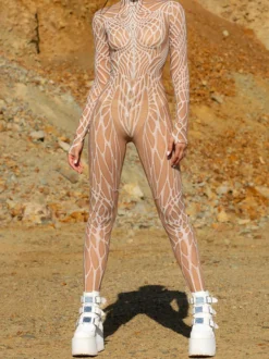 Combinaisons Zentai à motifs Body pour femme motif abstrait imprimé en 3D combinaison moulante sexy