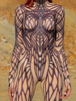 Combinaisons Zentai à motifs Body pour femme motif abstrait imprimé en 3D combinaison moulante sexy