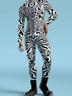 Combinaisons Zentai à motifs Combinaison moulante à imprimé camouflage zèbre Illusion d'optique 3D