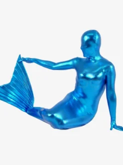 Combinaisons zentai sirène Costume Déguisements Halloween bleu 2026 brillant métallique Mermaid Déguisements Halloween