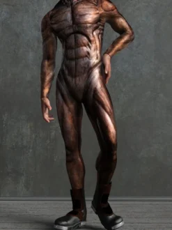 Combinaison zentai à motifs body simulant la peau couleur chair combinaison musculaire imprimée en 3D pour tout le corps