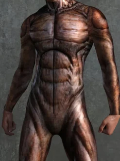 Combinaison zentai à motifs body simulant la peau couleur chair combinaison musculaire imprimée en 3D pour tout le corps