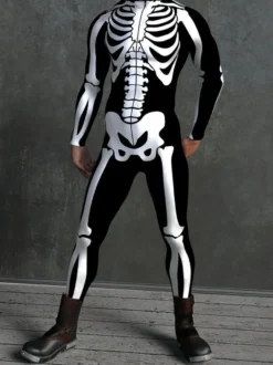 Combinaison zentai à motifs combinaison squelette d'Halloween combinaison moulante anatomique imprimée en 3D