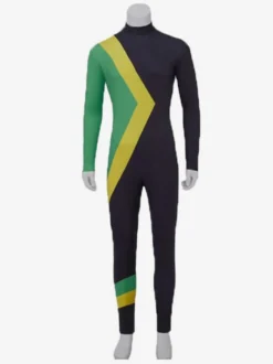 Combinaison Zentai pour homme imprimée en 3D et à blocs de couleur.