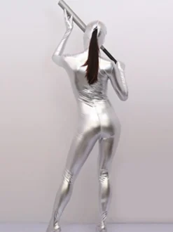 Combinaison zentai unisexe en imitation latex métallisé pour adulte combinaison moulante combinaison zentai corps entier bout fermé collant ultra-fin sous-vêtements
