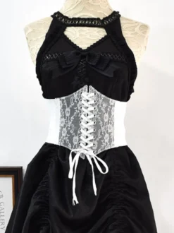 Corset Accessoires Gothique Lolita Blanc Polyester Dentelle Divers