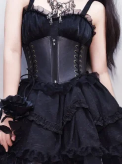 Corset Accessoires Gothique Lolita Noir Lacets Polyester