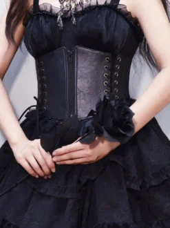 Corset Accessoires Gothique Lolita Noir Lacets Polyester