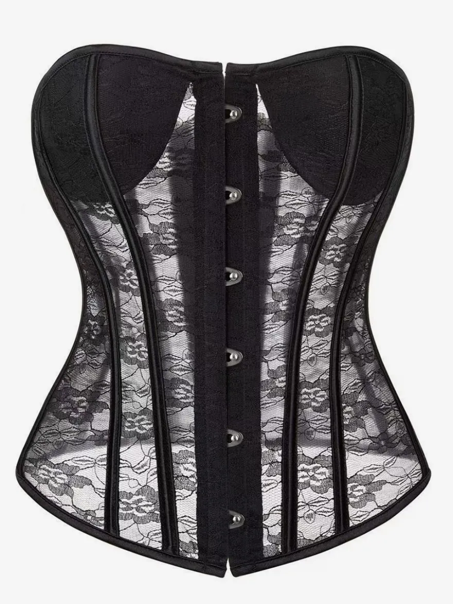 Corset bustier en dentelle transparente sans bretelles 2 couleurs