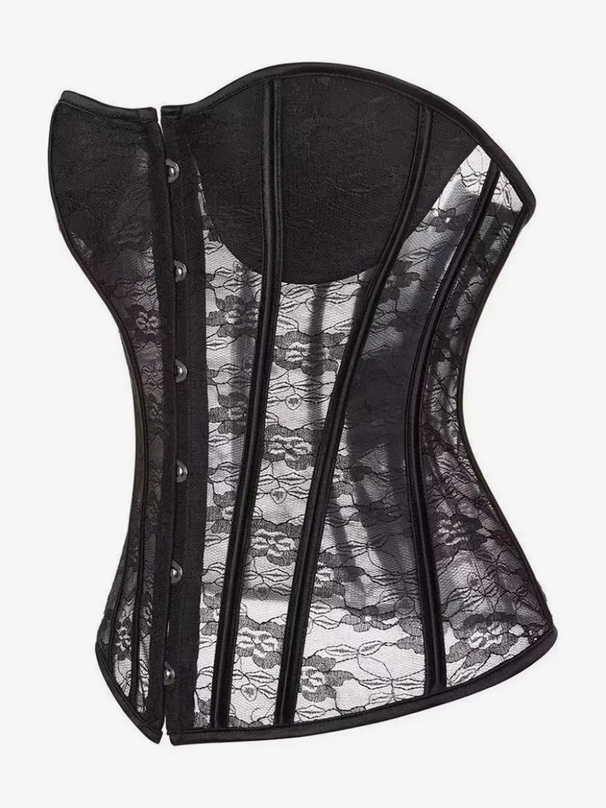 Corset bustier en dentelle transparente sans bretelles 2 couleurs