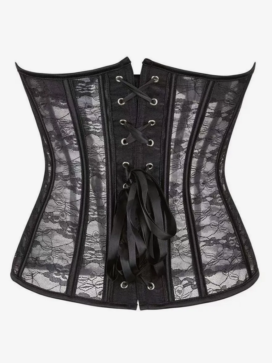 Corset bustier en dentelle transparente sans bretelles 2 couleurs