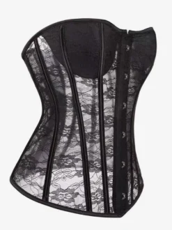 Corset bustier en dentelle transparente sans bretelles 2 couleurs